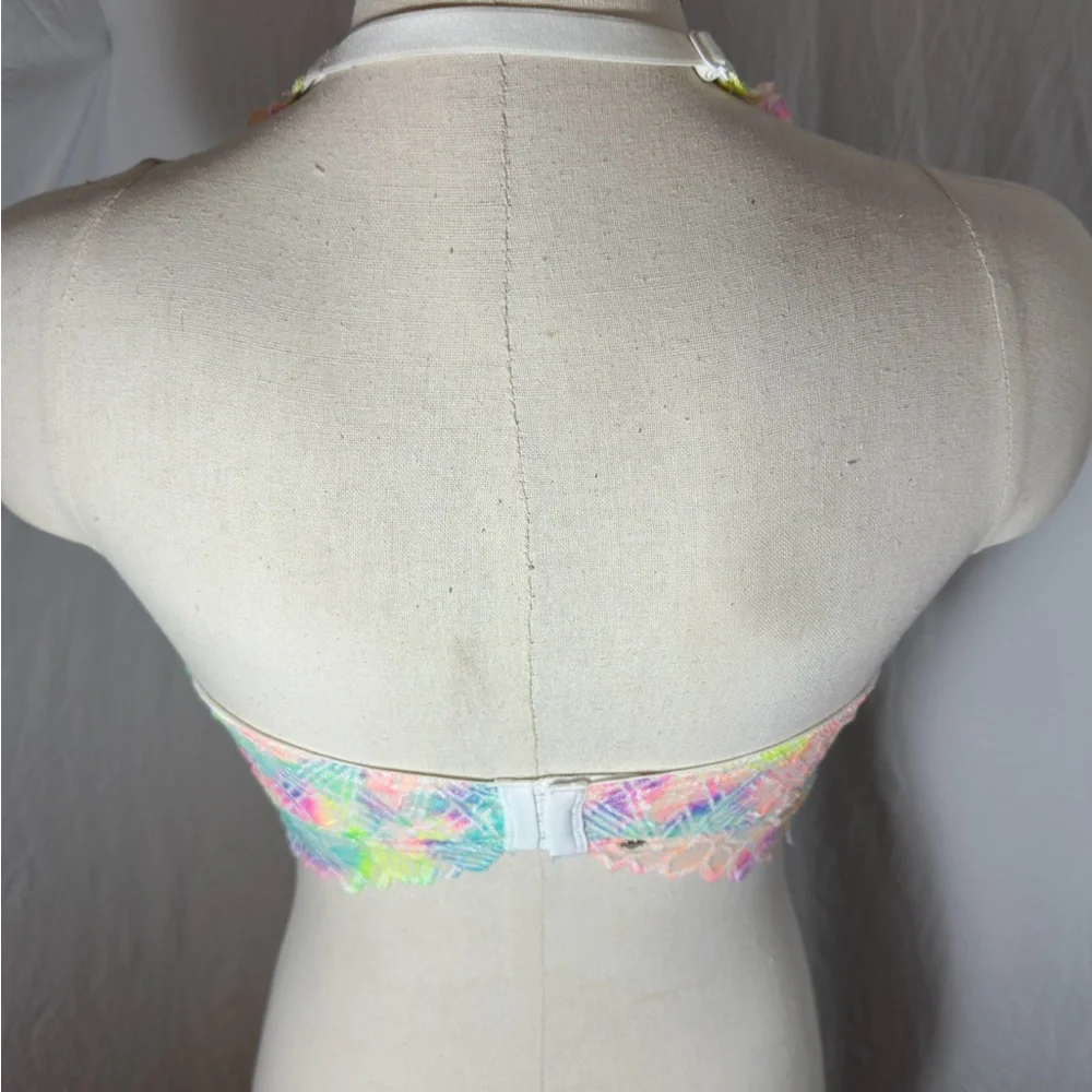 PINK Victorias Secret Lace Halter Bralette M D-DD Multicolor